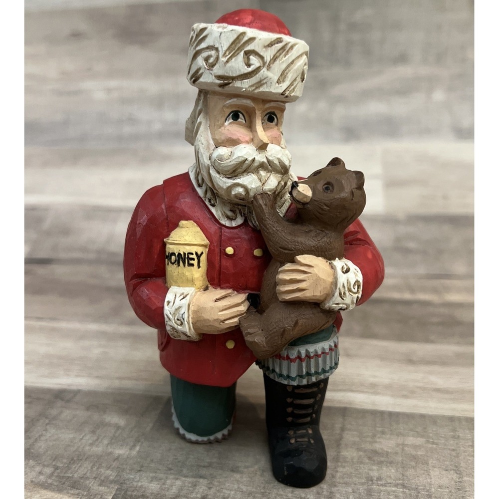 Santa Bear & Honeypot figurine by Midwest Importers Cannon Falls 5 3/8"